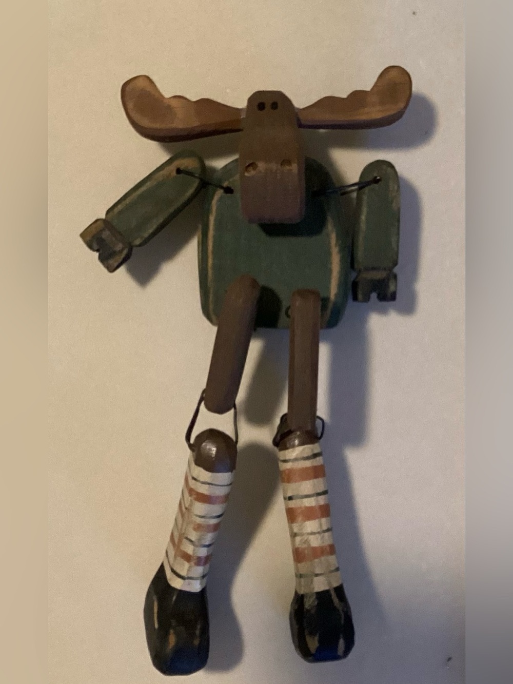 Moose Shelf Sitter Figurine All Wood Handmade Folk Art Primitive Farm Northwoods